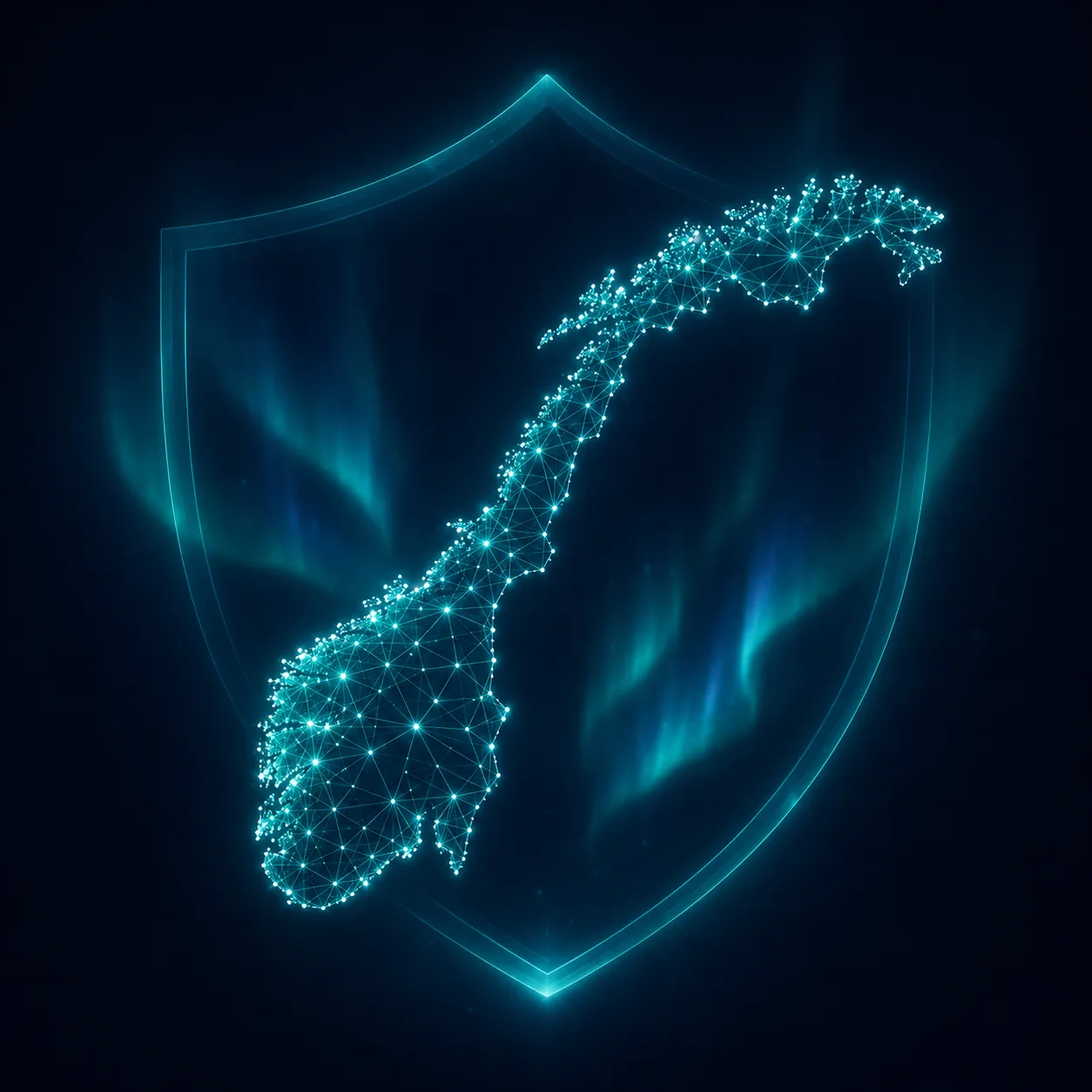 Stilisert emblem av Norge som et nettverk